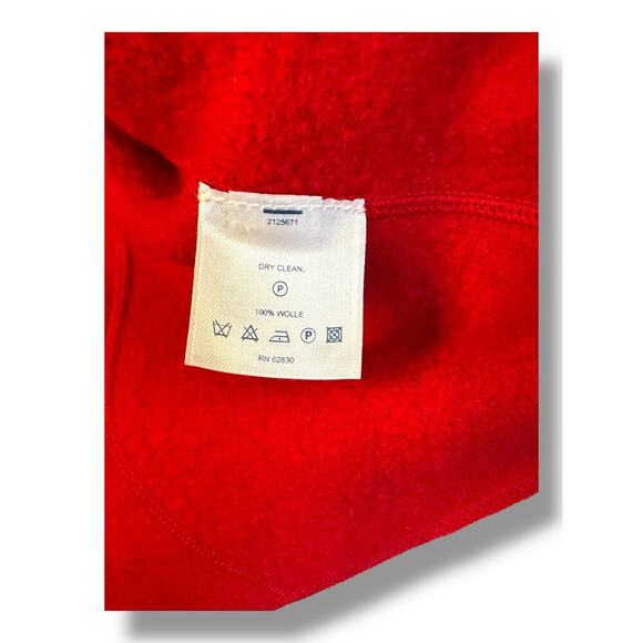 Lands’ End Women’s Red Wool Zip Up Jacket Size 12 Full Zip Collared Coat Classic - Picture 5 of 7